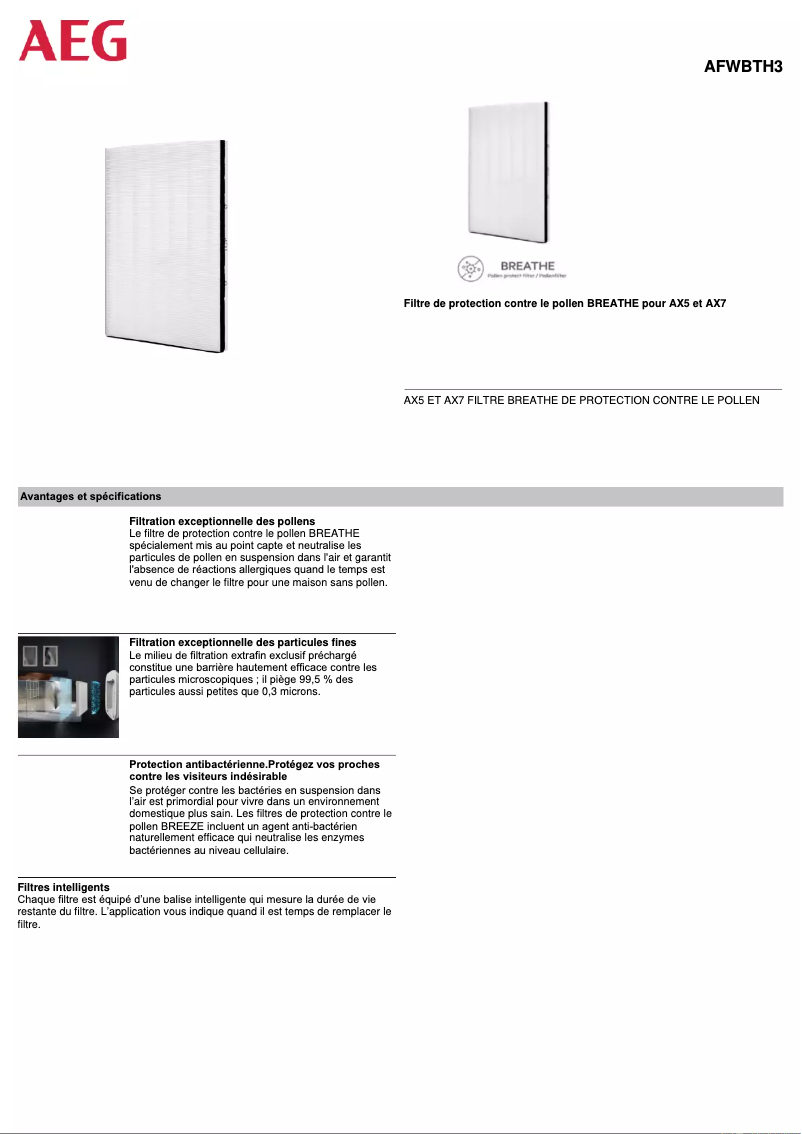 Page n°1 - Manuel utilisateur AEG AFWBTH3