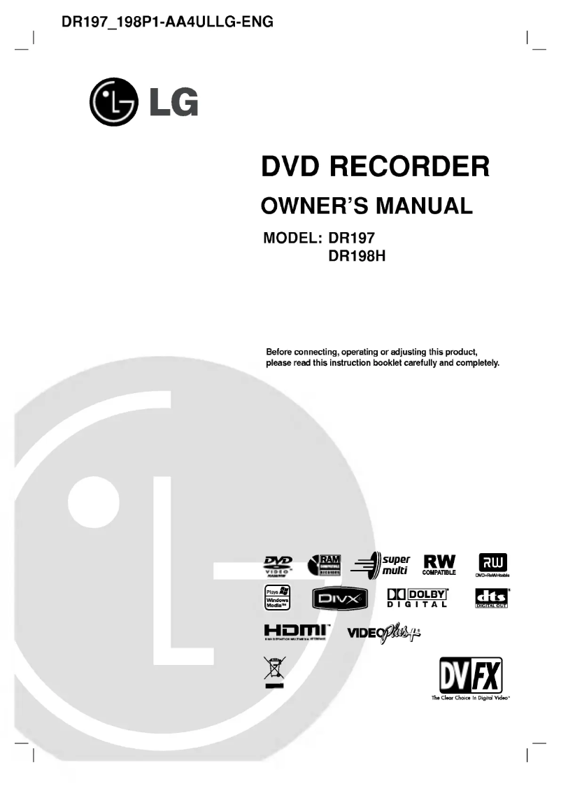 Page n°1 - Manuel utilisateur LG DR198P1