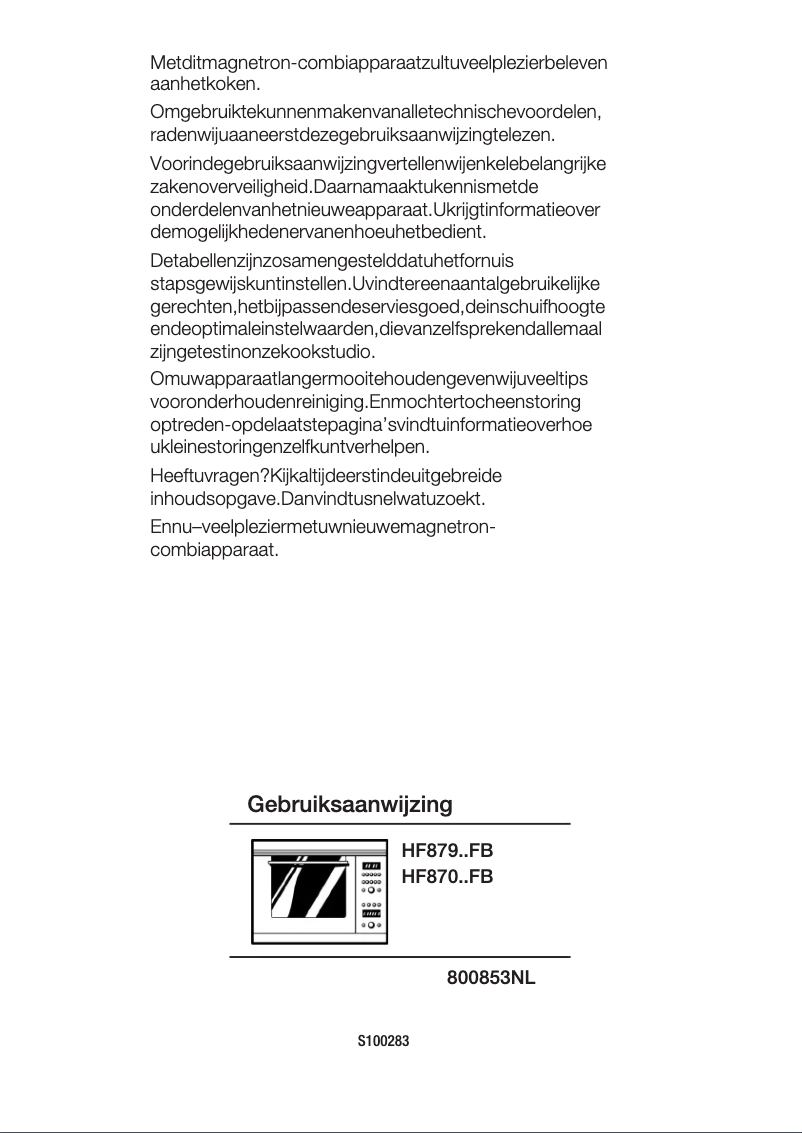 Page n°1 - Manuel utilisateur Siemens HF87020