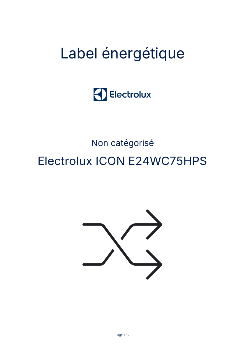 Page n°1 - Label énergétique Electrolux ICON E24WC75HPS