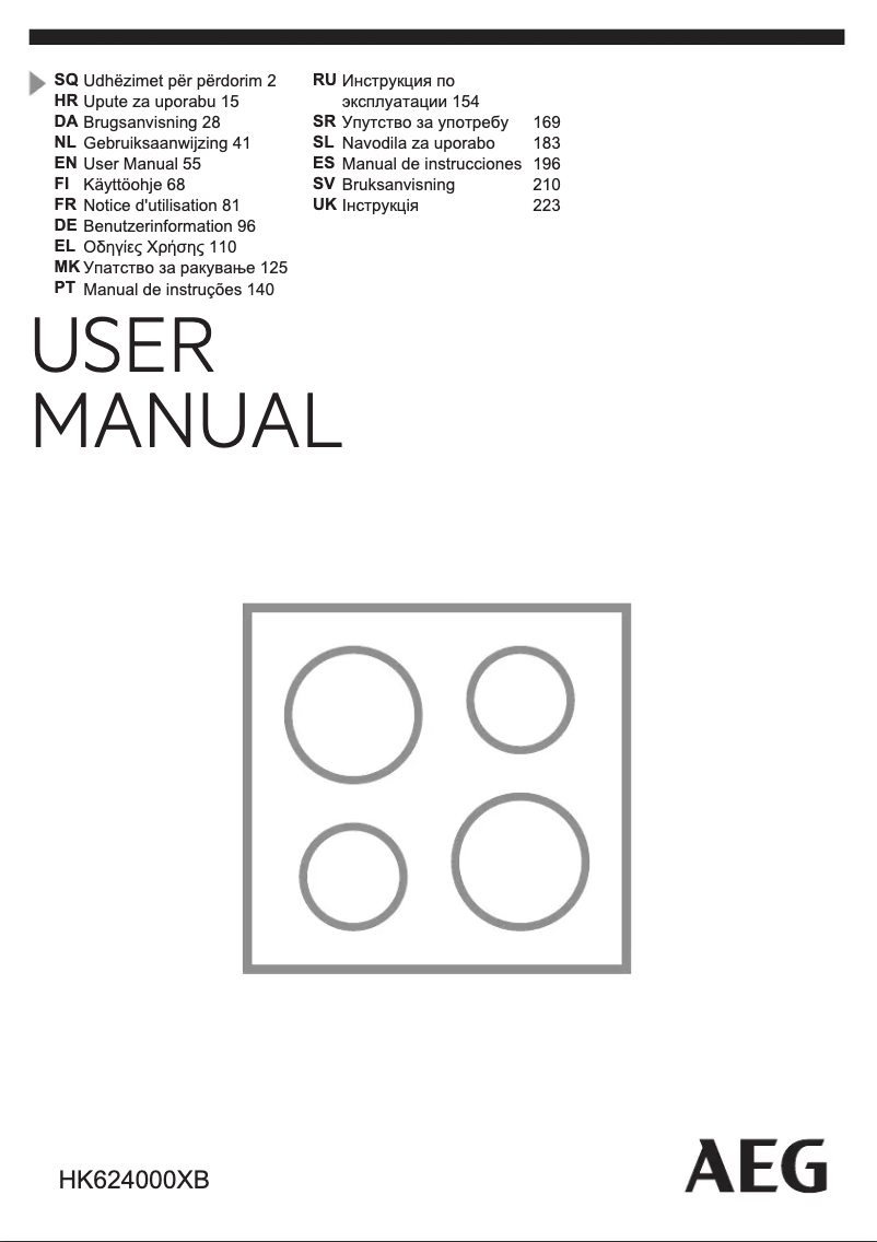 Page 1 de la notice Manuel utilisateur AEG HK624000XB