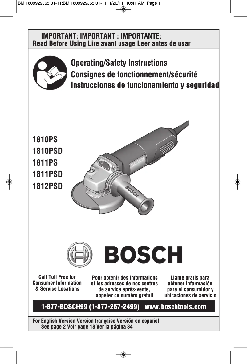 Page n°1 - Manuel utilisateur Bosch 1812PSD