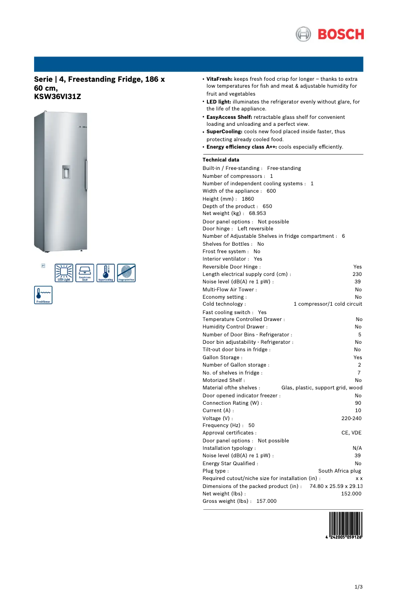 Imagen de la primera página del manual del dispositivo KSW36VI31Z