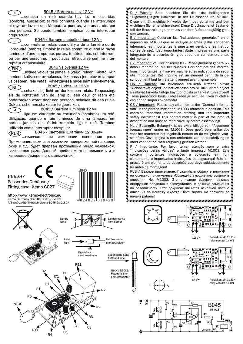 Page 1 of the manual User Manual Kemo B045