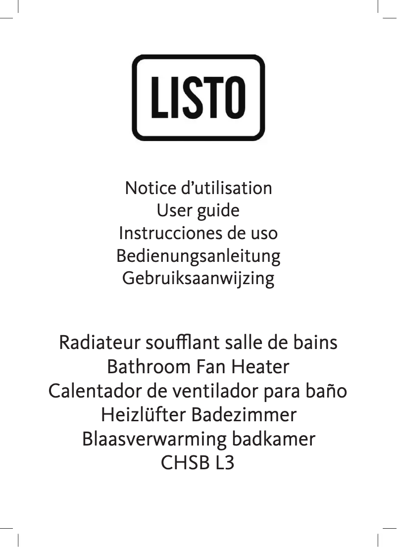 Page 1 de la notice Manuel utilisateur Listo CHSB L3