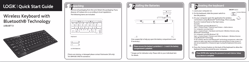 Imagen de la primera página del manual del dispositivo LKBUBT13