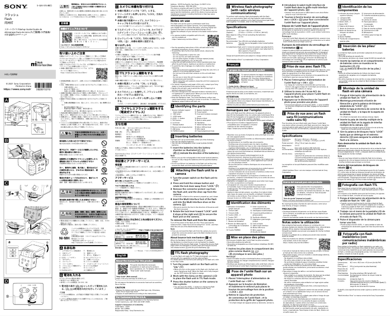 Page 1 de la notice Guide d'installation Sony HVL-F28RM