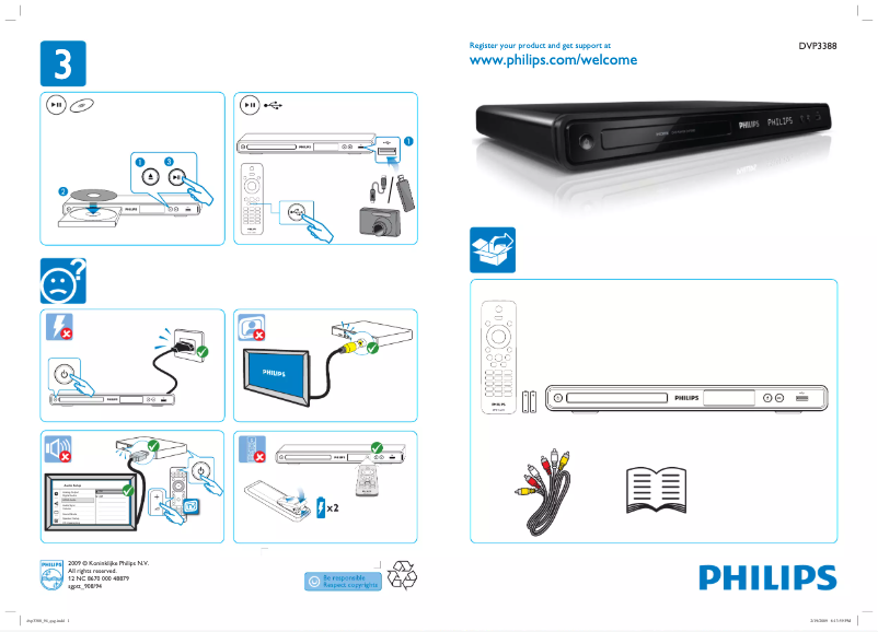 Page n°1 - Guide de démarrage rapide Philips DVP3388
