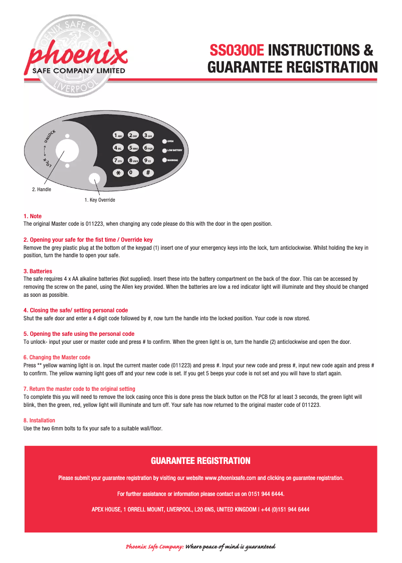 Page 1 de la notice Manuel utilisateur Phoenix SS0300E