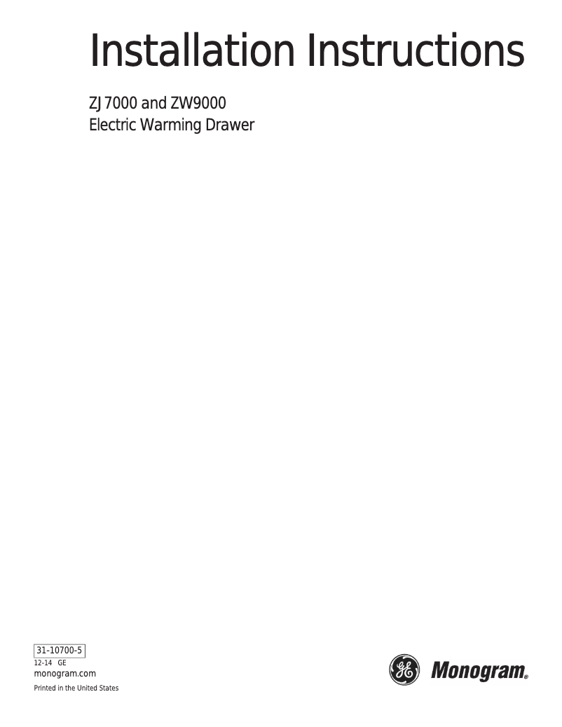 Image de la première page du manuel de l'appareil ZTW900SSN