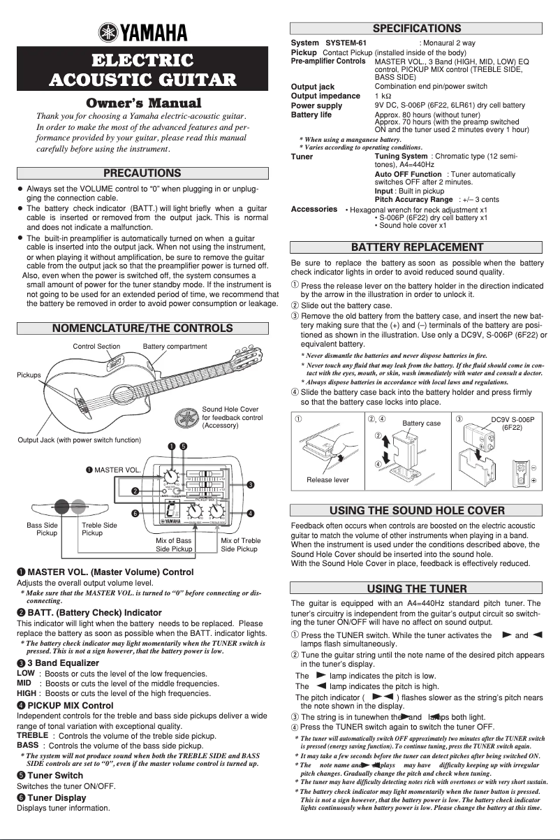 Page n°1 - Manuel utilisateur Yamaha NTX700C