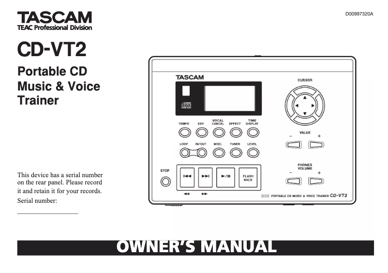 Page n°1 - Manuel utilisateur Tascam CD-VT2