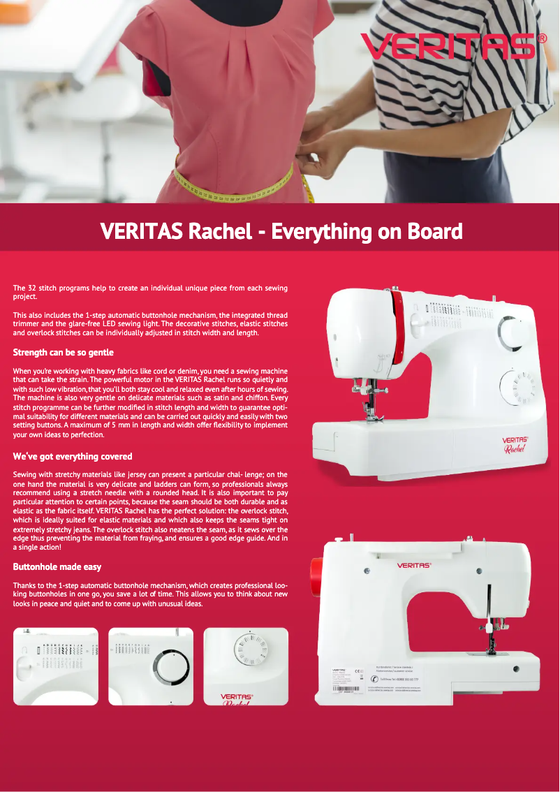 Page 1 de la notice Fiche technique Veritas Rachel