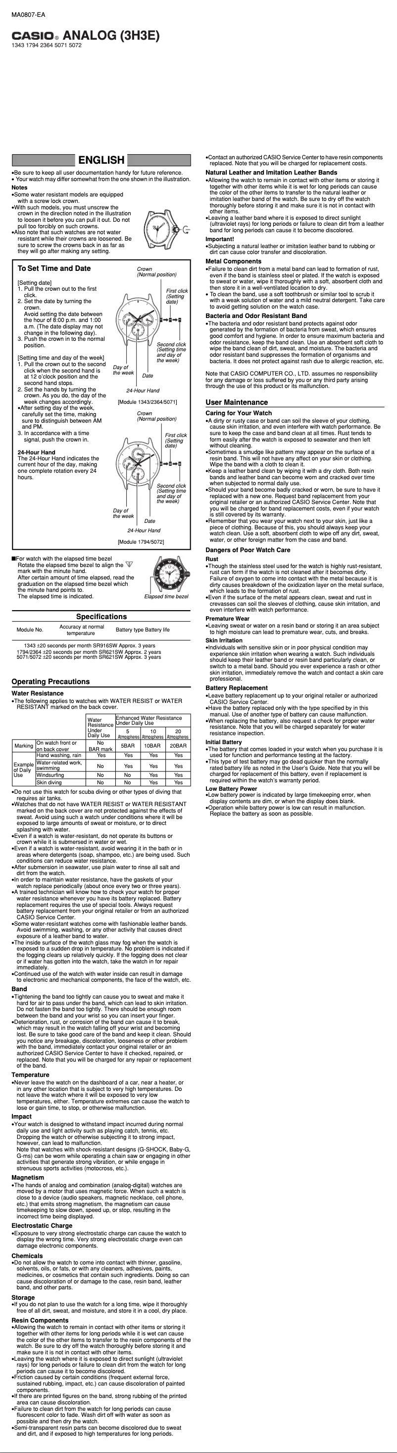 Page 1 de la notice Manuel utilisateur Casio Collection LRW-250H-1A2VEF