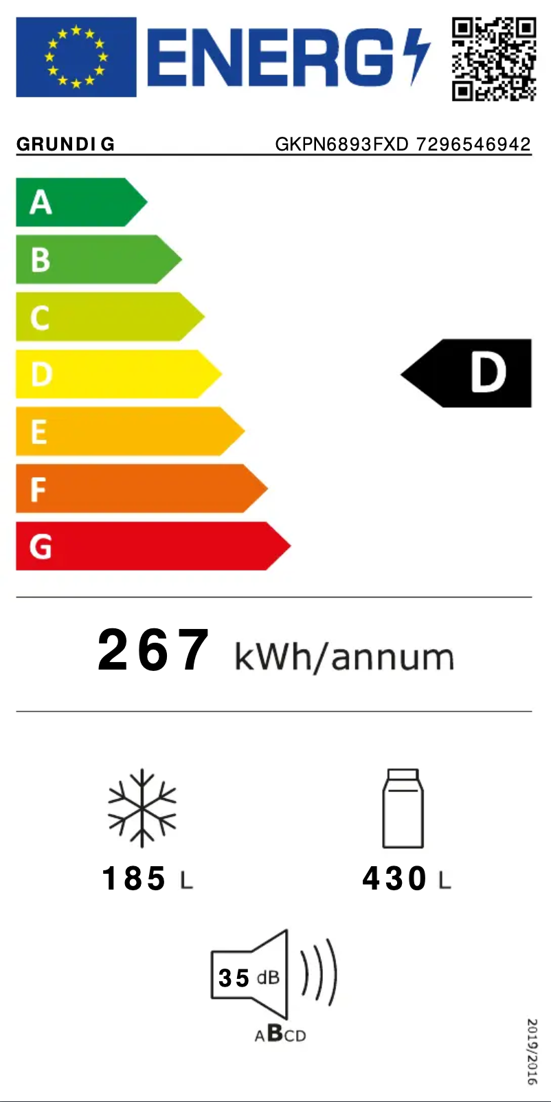 Page n°1 - Label énergétique Grundig GKPN6893FXD