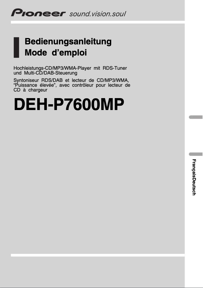 Página 1 del manual Manual de usuario Pioneer DEH-P7600MP