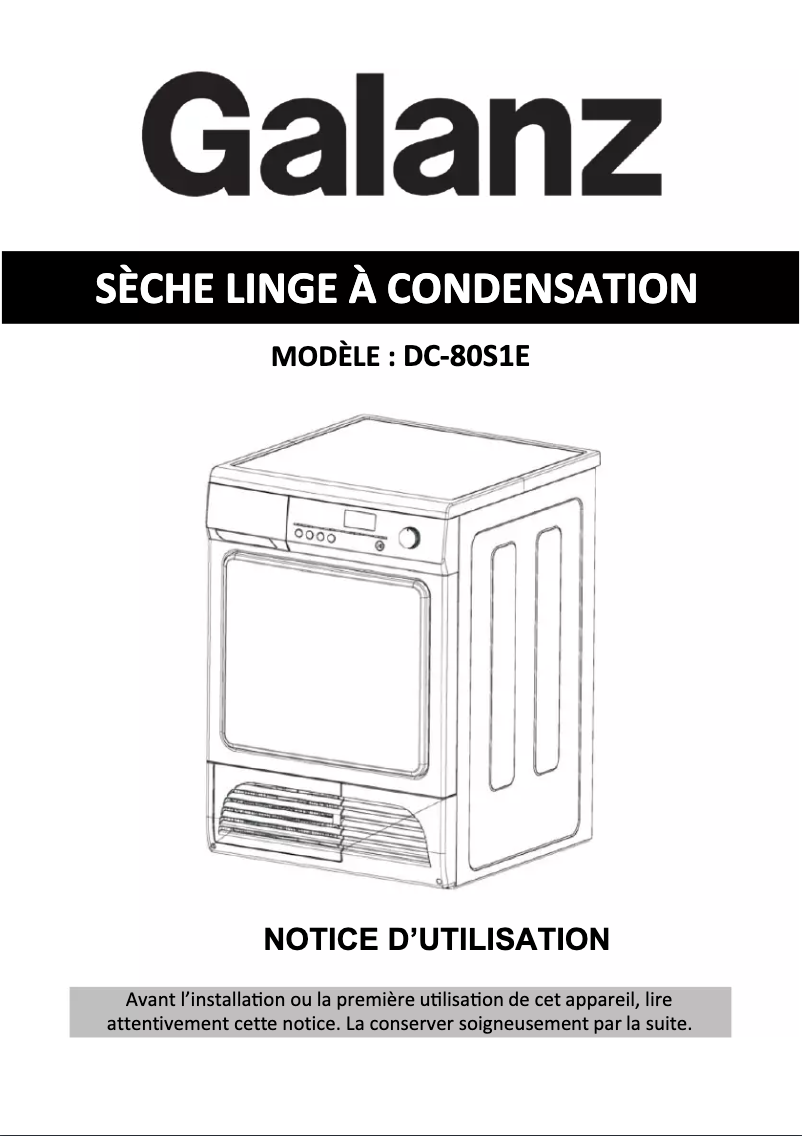 Page n°1 - Manuel utilisateur Galanz DC-80S1E