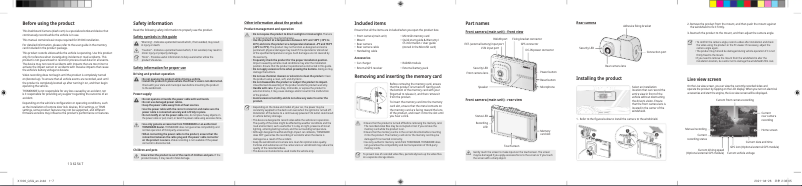 Page n°1 - Guide de démarrage rapide Thinkware X1000