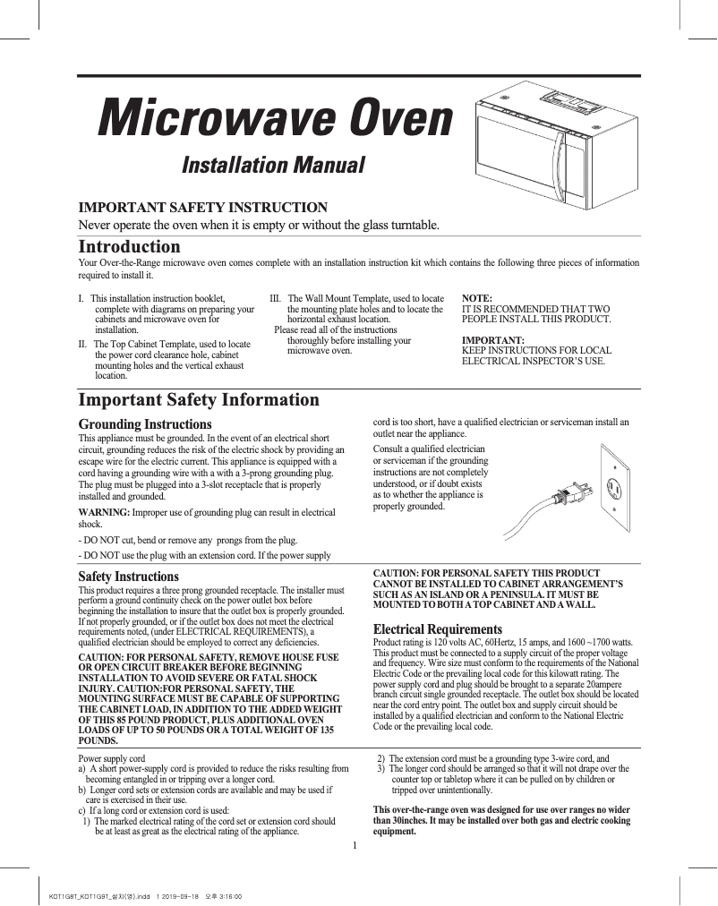 Page 1 de la notice Fiche technique Kenmore 83529
