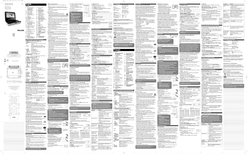 Page 1 de la notice Manuel utilisateur Philips PET704