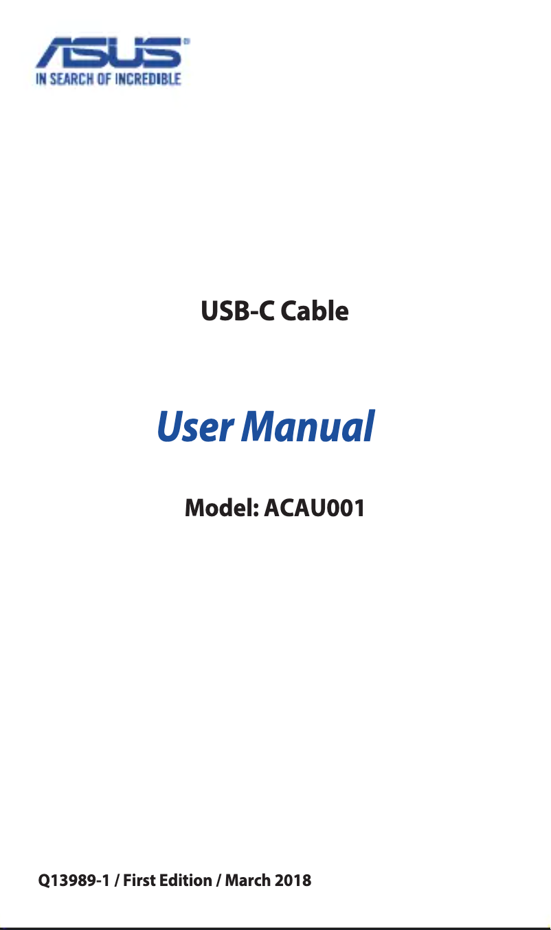 Page 1 de la notice Manuel utilisateur Asus USB-C Cable