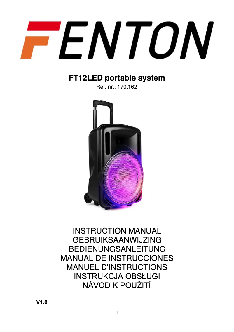 Page 1 de la notice Manuel utilisateur Fenton FT12LED