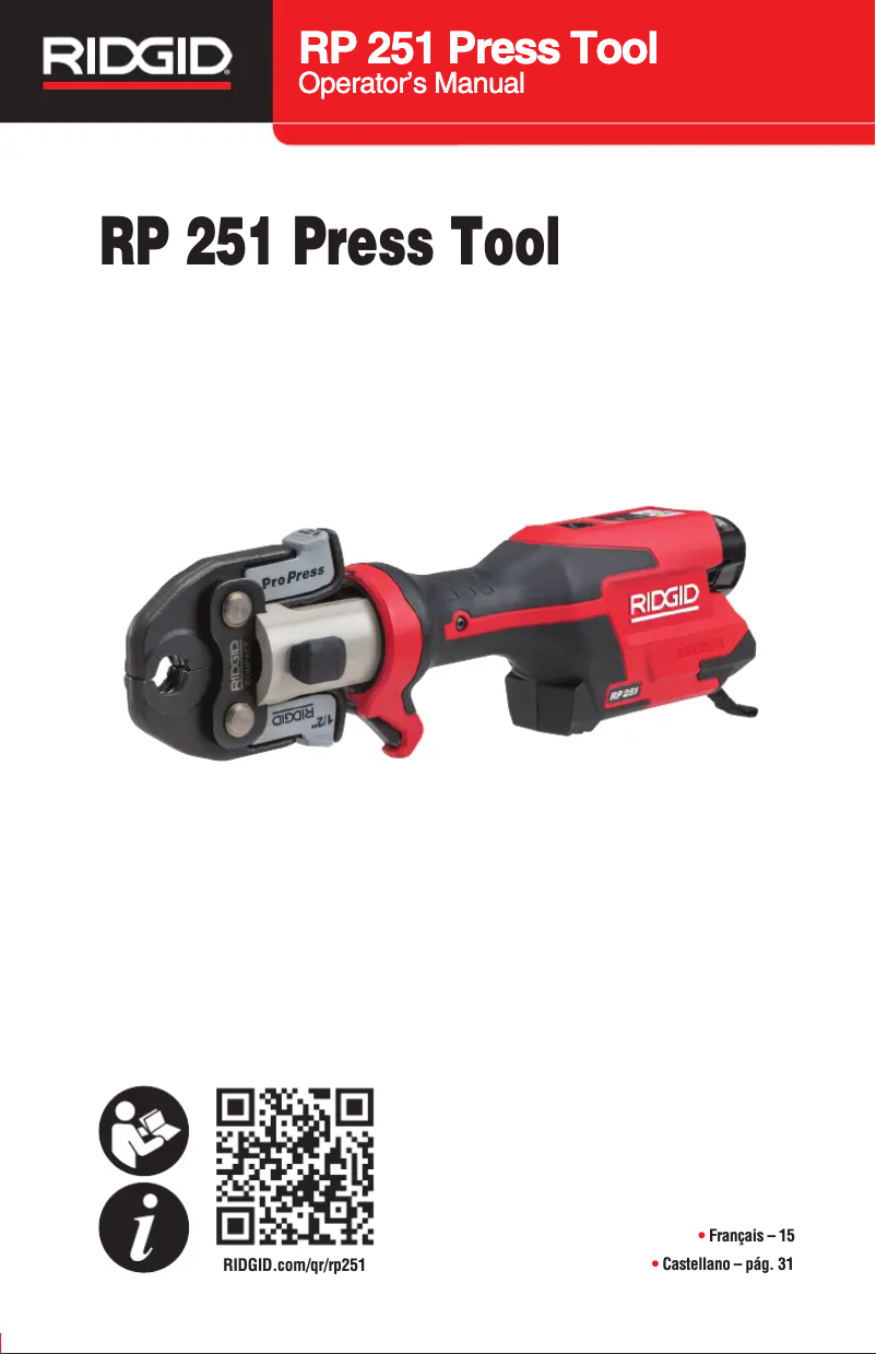Página 1 del manual Manual de usuario Ridgid RP 251