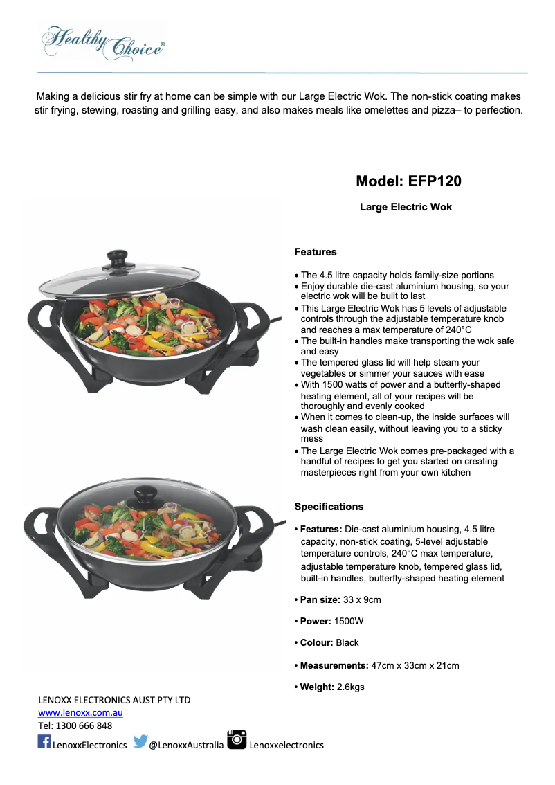 Image de la première page du manuel de l'appareil EFP120