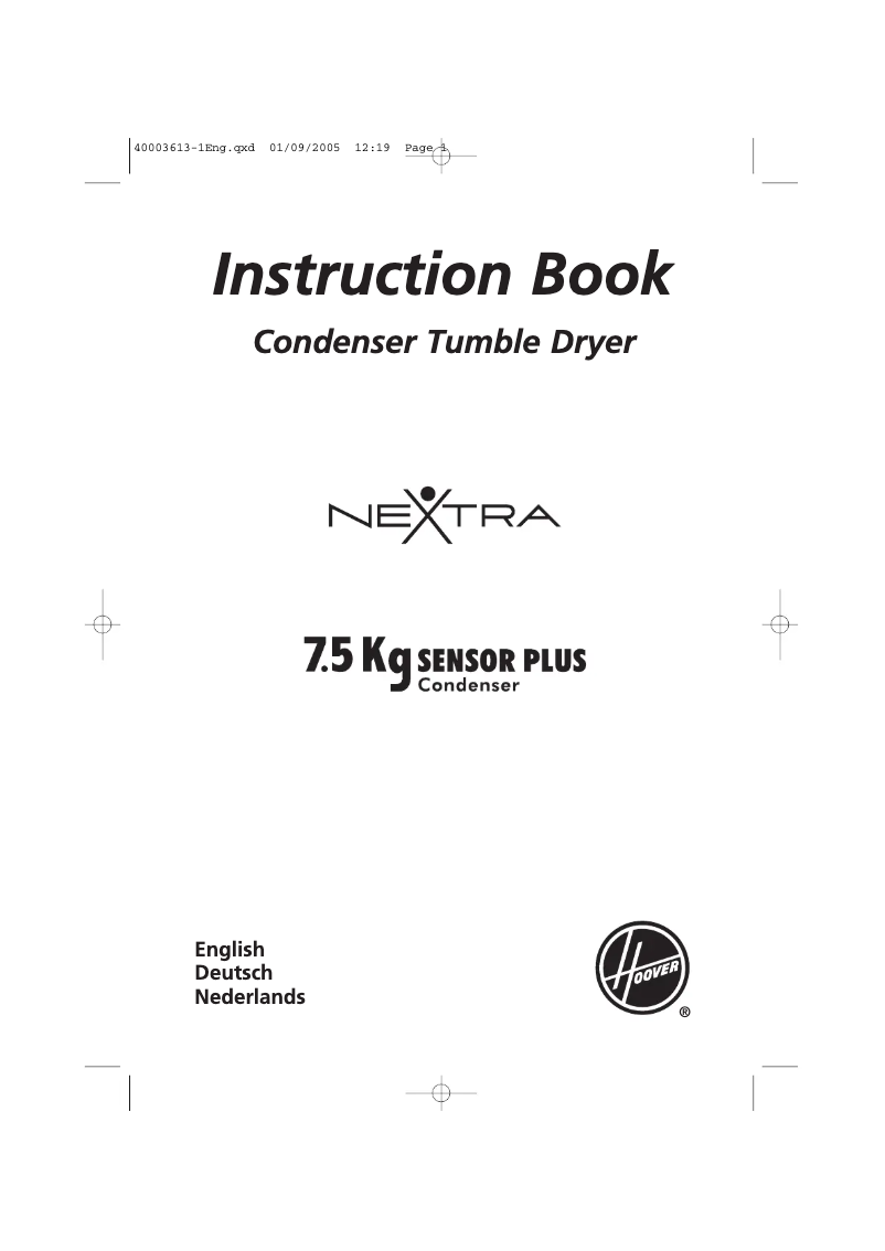 Page 1 de la notice Manuel utilisateur Hoover HNC 375T-84