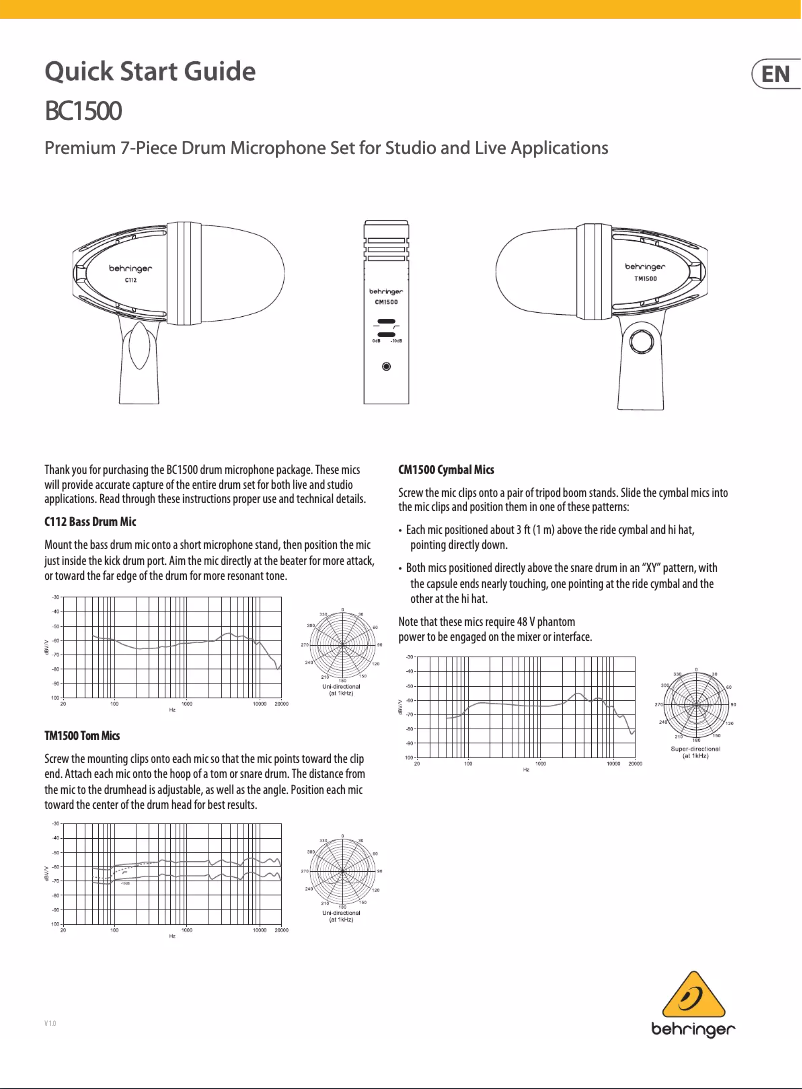 Page 1 de la notice Manuel utilisateur Behringer BC1500