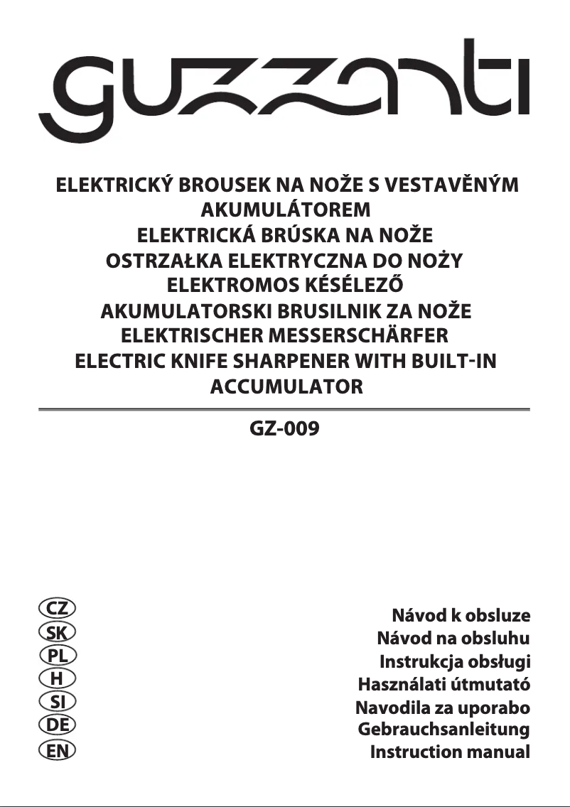Page n°1 - Manuel utilisateur Guzzanti GZ 009