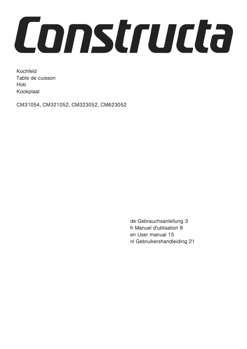 Page n°1 - Manuel utilisateur Constructa CM323052