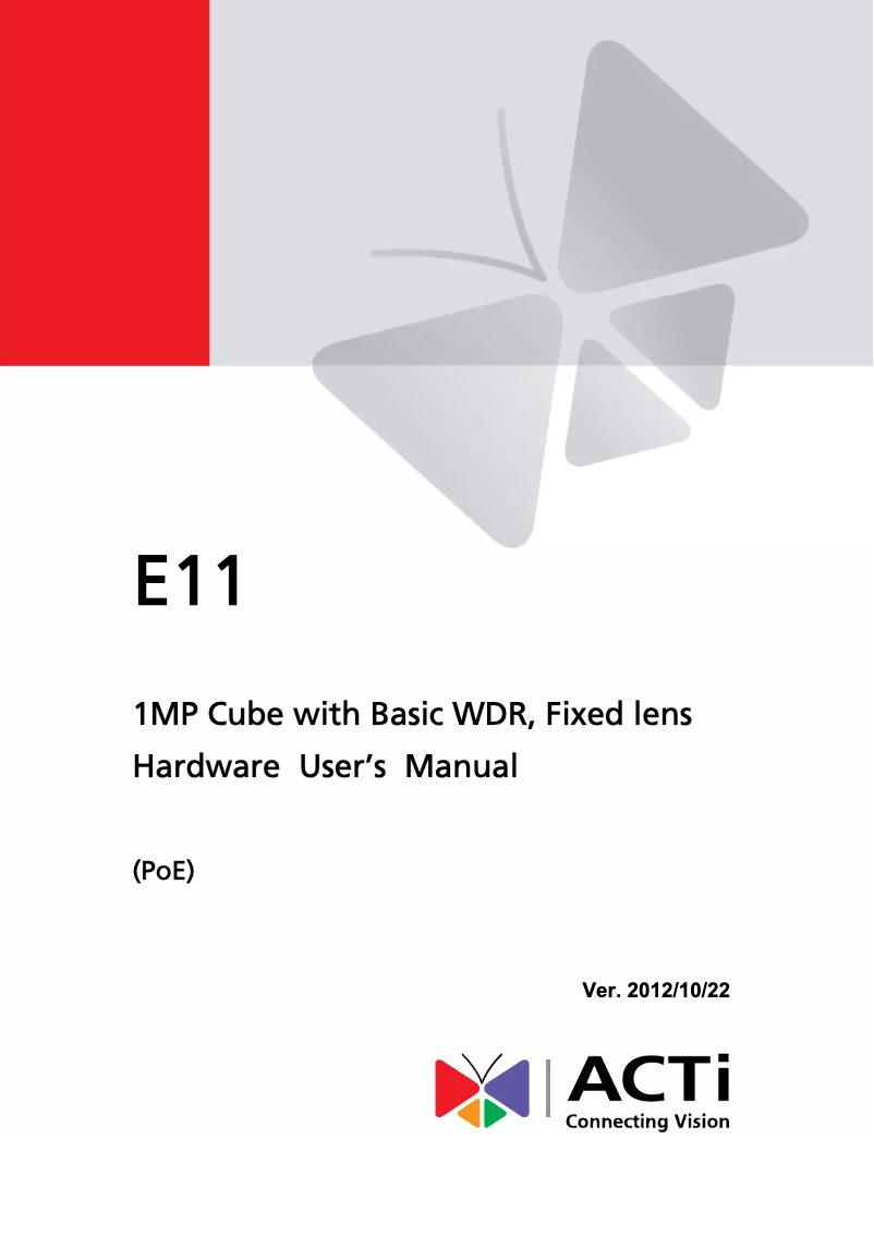 Page n°1 - Manuel utilisateur ACTi E11