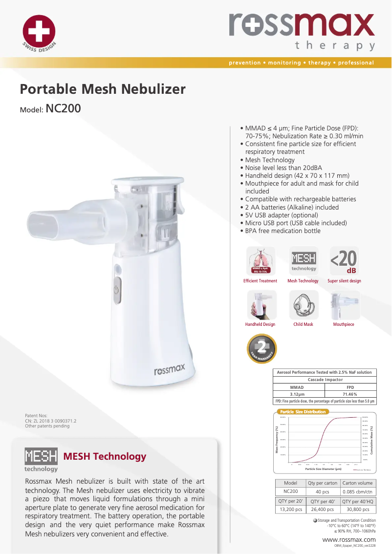 Page 1 de la notice Brochure Rossmax NC200