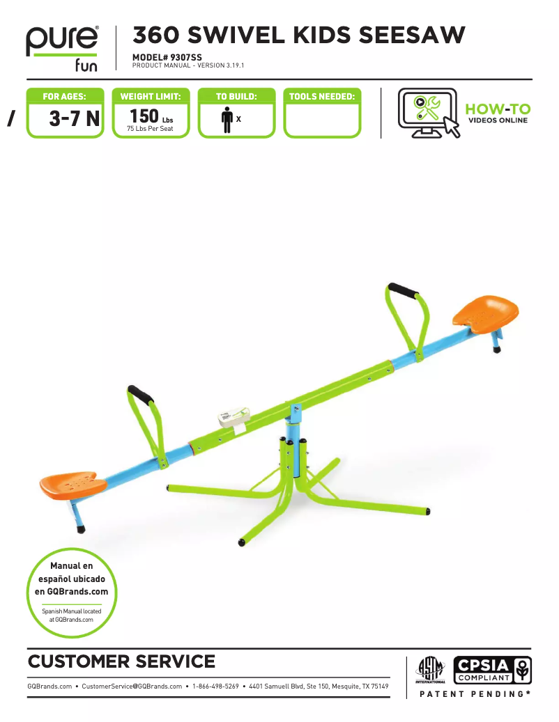 Page n°1 - Manuel utilisateur Pure Fun 9307SS