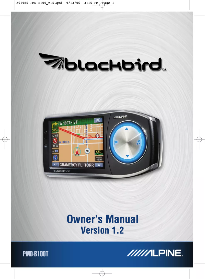 Page 1 de la notice Manuel utilisateur Alpine Blackbird PMD-B100T