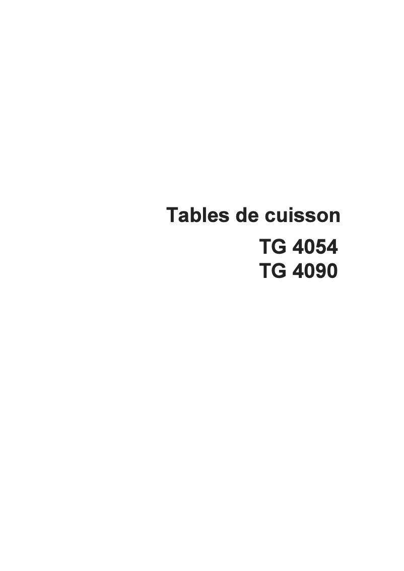 Page n°1 - Manuel utilisateur Arthur Martin-Electrolux TG4090N