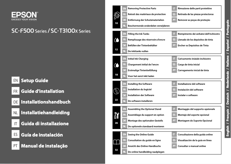 Image de la première page du manuel de l'appareil SureColor SC-T3100X