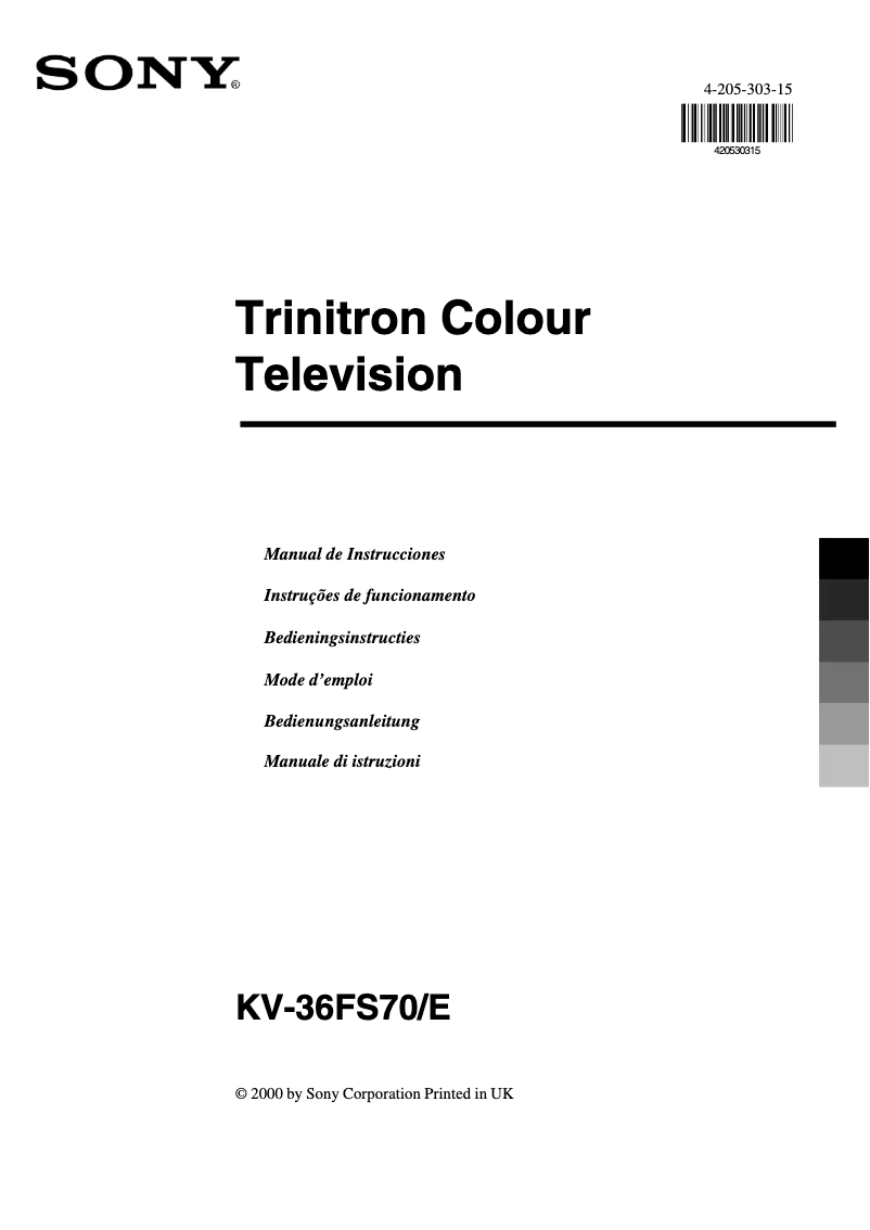 Page 1 de la notice Manuel utilisateur Sony KV-36FS70