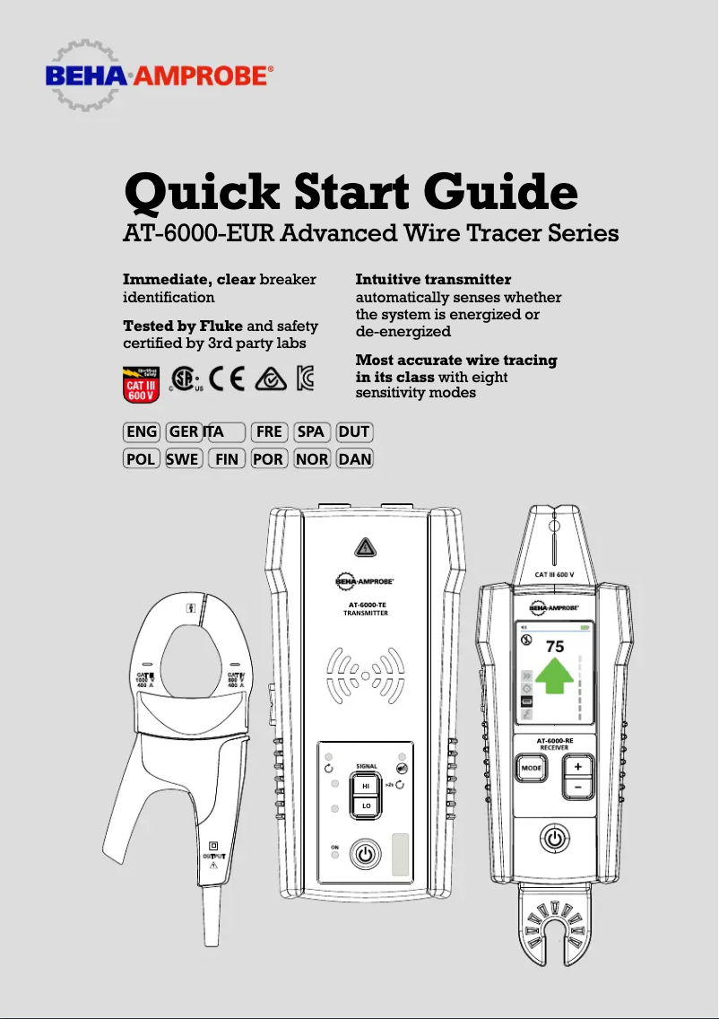 Page 1 de la notice Guide de démarrage rapide Beha-Amprobe AT-6030-EUR
