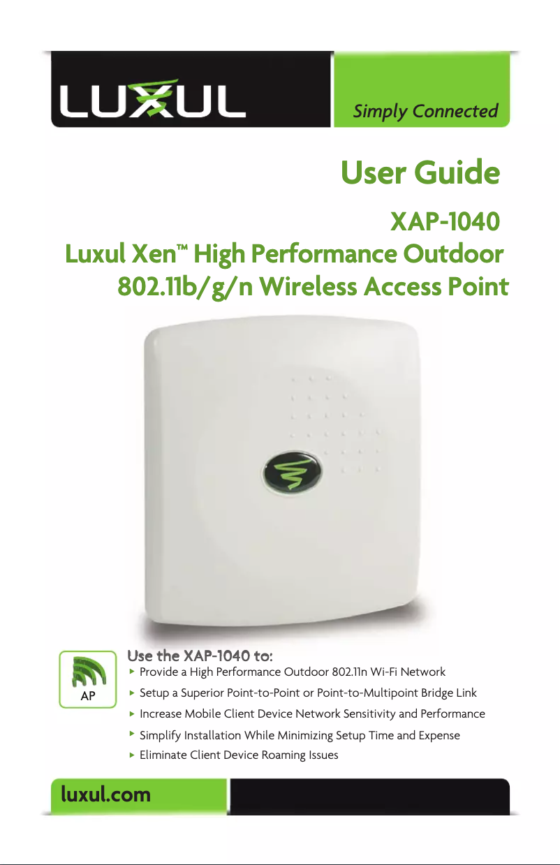Page n°1 - Manuel utilisateur Luxul Xen XAP-1040