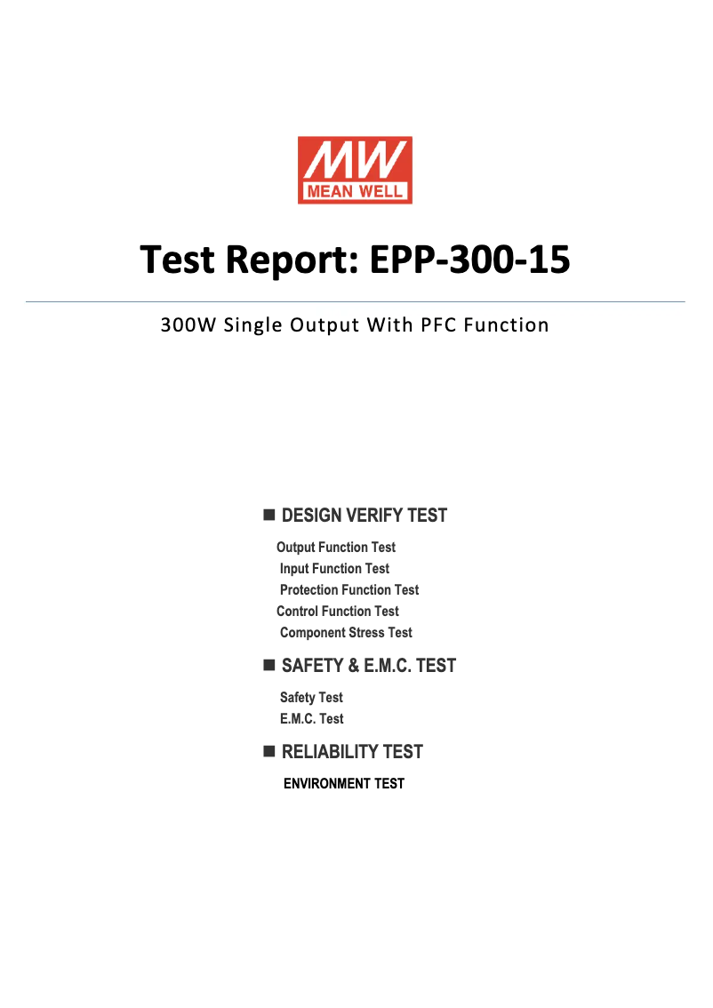 Page 1 de la notice Fiche technique Mean Well EPP-300-15