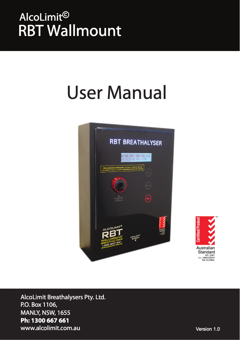 Image de la première page du manuel de l'appareil RBT Wallmount