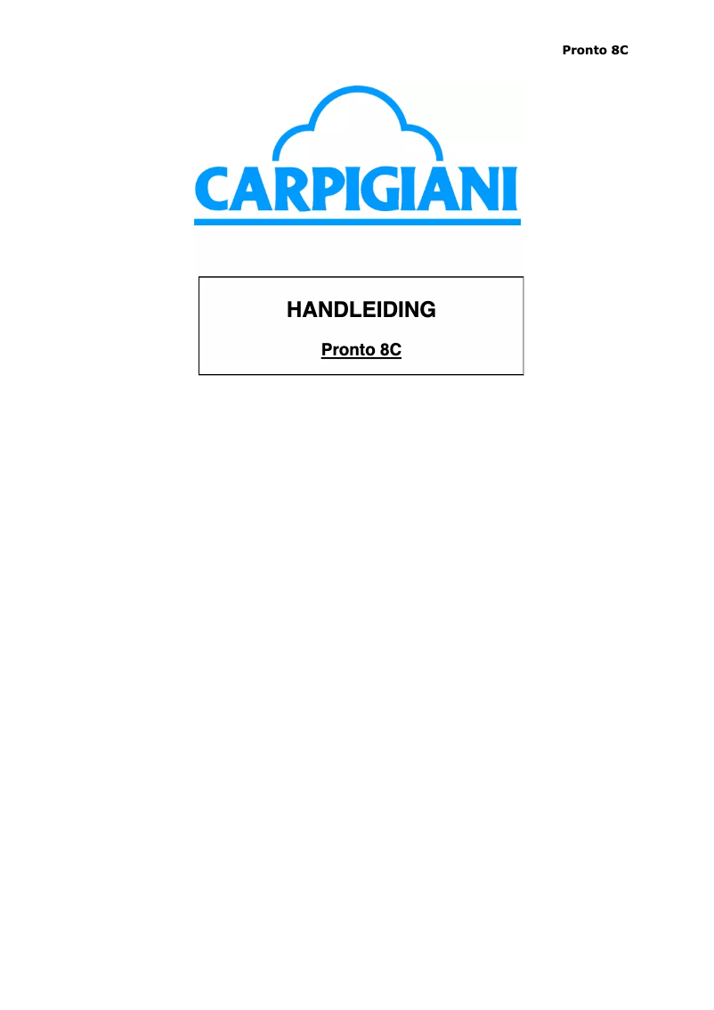 Page n°1 - Manuel utilisateur Carpigiani Pronto 8C