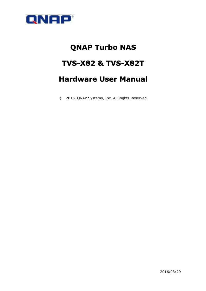 Page n°1 - Manuel utilisateur Synology TVS-682T