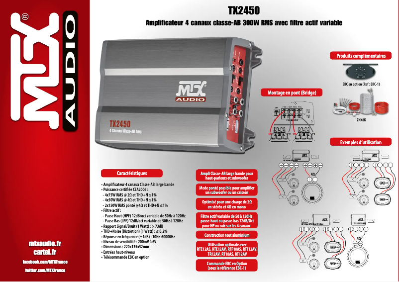 Page 1 de la notice Fiche technique MTX Audio TX2450