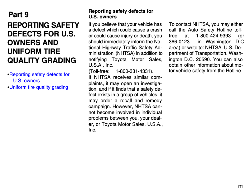 Page 1 de la notice Instructions de sécurité Toyota RAV4 (1996)