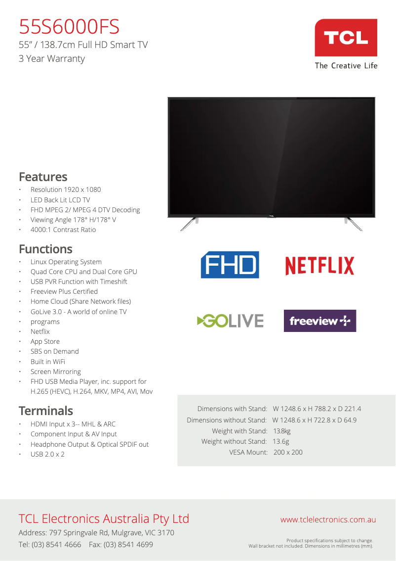 Image de la première page du manuel de l'appareil 55S6000FS