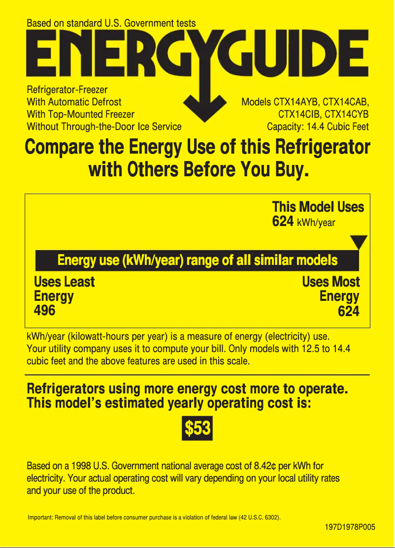 Page n°1 - Label énergétique Hotpoint CTX14CYBLAA