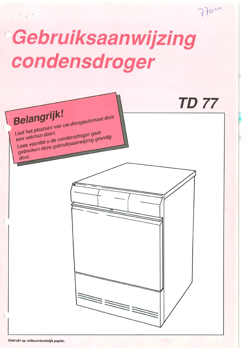 Page 1 de la notice Manuel utilisateur Asko TD7704